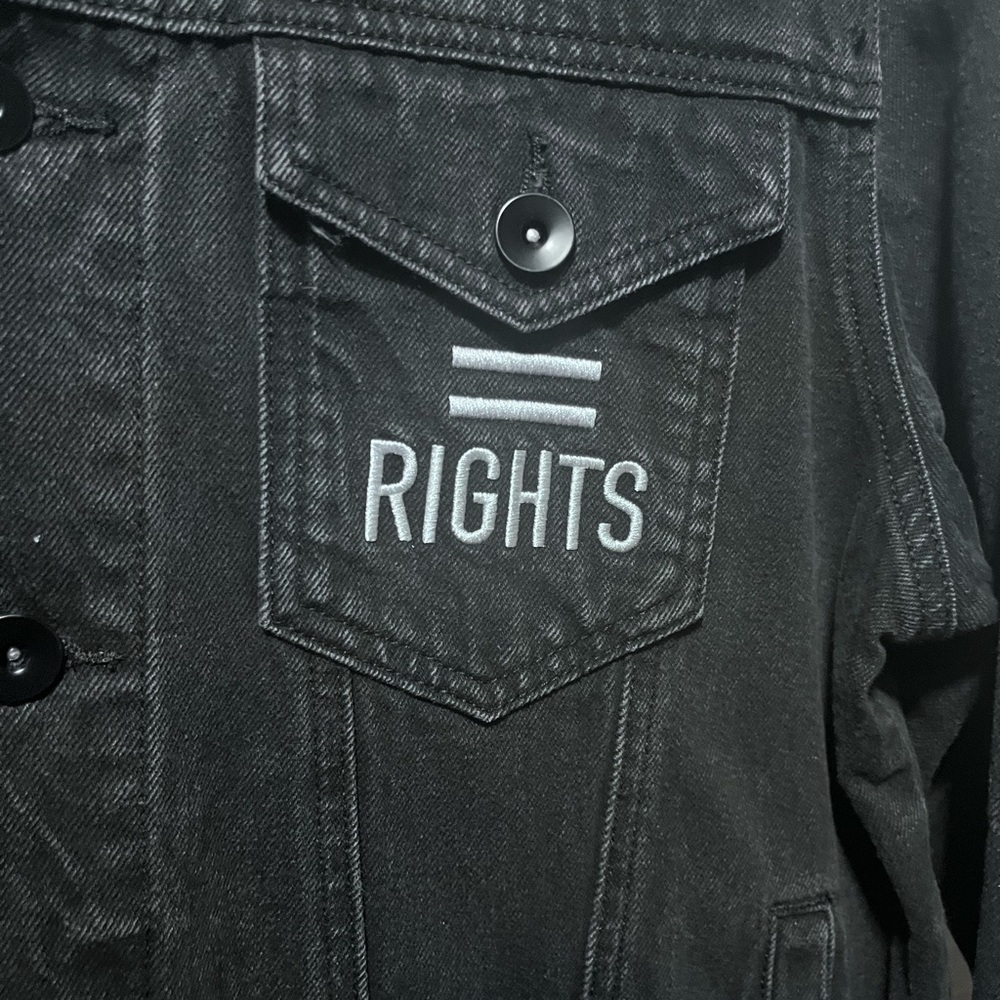Social Collision Unisex Pride Denim Jacket off black Cotton Size M - Picture 4 of 10
